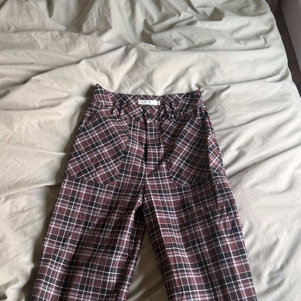 Twik women’s Plaid Cargo Pants - Brown and White